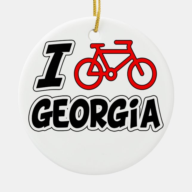 I Love Cycling Georgia Ceramic Ornament (Front)