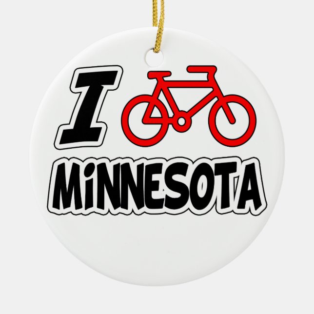 I Love Cycling Minnesota Ceramic Tree Decoration (Front)