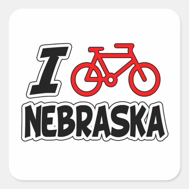 I Love Cycling Nebraska Square Sticker (Front)