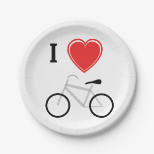 I Love Cycling Paper Plate