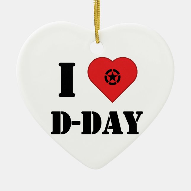 I love D-Day Ceramic Tree Decoration (Front)
