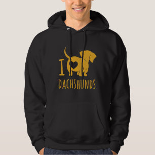 I Love Dachshund Butt Brown Hoodie