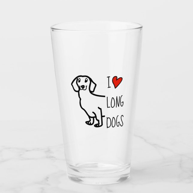 I Love Dachshund Wiener Dog Cute Funny Simple Glass (Front)
