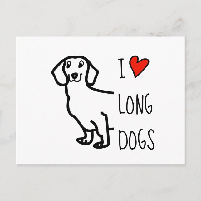 I Love Dachshund Wiener Dog Funny Simple Cute Holiday Postcard (Front)