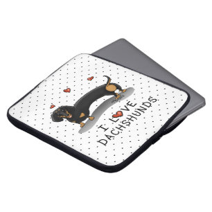 I Love Dachshunds (black and tan) Cute dog Laptop Sleeve