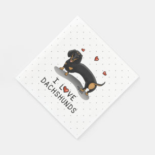 I Love Dachshunds (black and tan) Cute dog Napkin