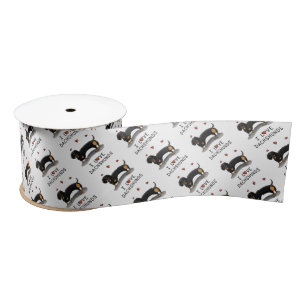 I Love Dachshunds (black and tan) Cute dog Satin Ribbon