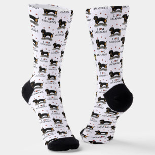 I Love Dachshunds (black and tan) Cute dog Socks