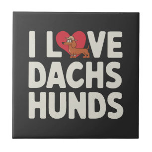 I Love Dachshunds Cute Cartoon Ceramic Tile
