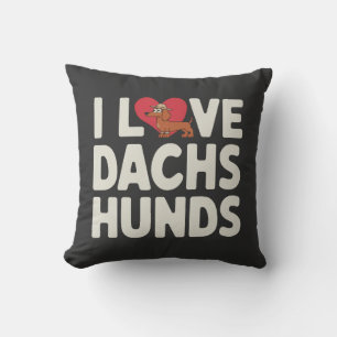 I Love Dachshunds Cute Cartoon Cushion