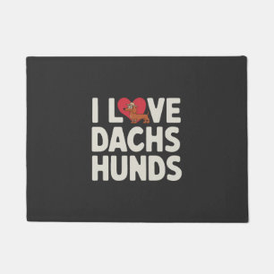 I Love Dachshunds Cute Cartoon Doormat