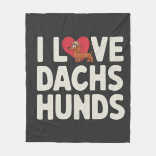 I Love Dachshunds Cute Cartoon Fleece Blanket