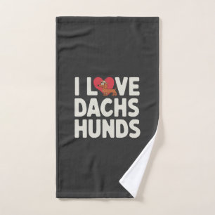 I Love Dachshunds Cute Cartoon Hand Towel