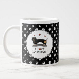 I Love Dachshunds Dachsies (black and tan) Cute Large Coffee Mug