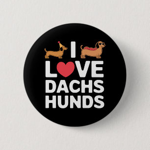 I Love Dachshunds Fun Illustration with Cool 6 Cm Round Badge
