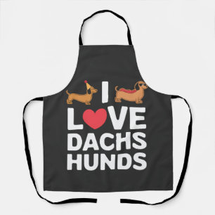 I Love Dachshunds Fun Illustration with Cool Apron