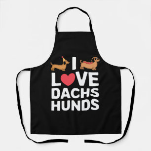 I Love Dachshunds Fun Illustration with Cool Apron