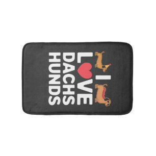 I Love Dachshunds Fun Illustration with Cool Bath Mat