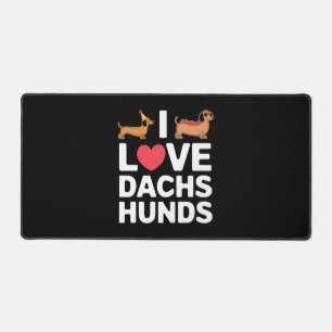 I Love Dachshunds Fun Illustration with Cool Desk Mat