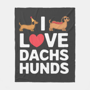I Love Dachshunds Fun Illustration with Cool Fleece Blanket