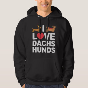 I Love Dachshunds Fun Illustration with Cool Hoodie
