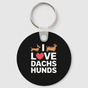 I Love Dachshunds Fun Illustration with Cool Key Ring