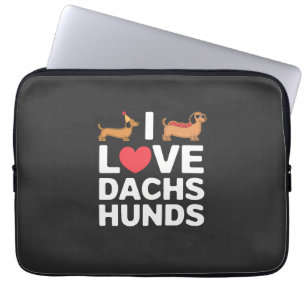 I Love Dachshunds Fun Illustration with Cool Laptop Sleeve