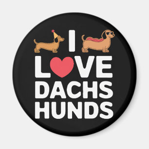 I Love Dachshunds Fun Illustration with Cool Magnet