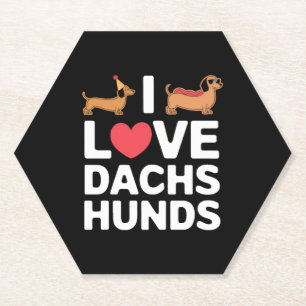 I Love Dachshunds Fun Illustration with Cool Paper Coaster