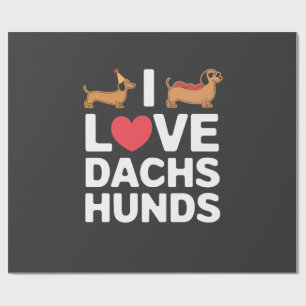 I Love Dachshunds Fun Illustration with Cool Wrapping Paper