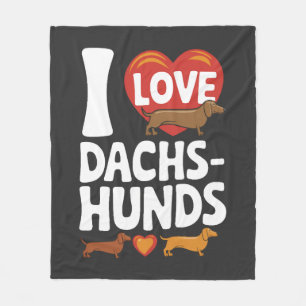 I Love Dachshunds Heartwarming Pet Lovers Design Fleece Blanket