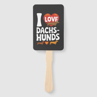 I Love Dachshunds Heartwarming Pet Lovers Design Hand Fan