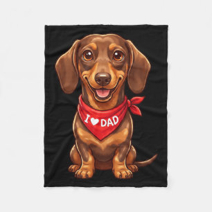 I Love Dad Dachshund Lover Dog Fathers Day Fleece Blanket