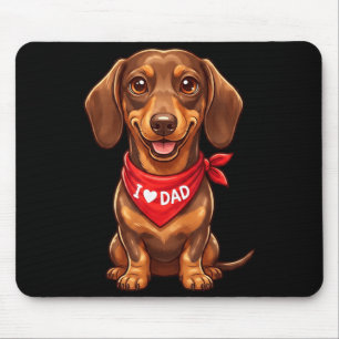 I Love Dad Dachshund Lover Dog Fathers Day Mouse Pad