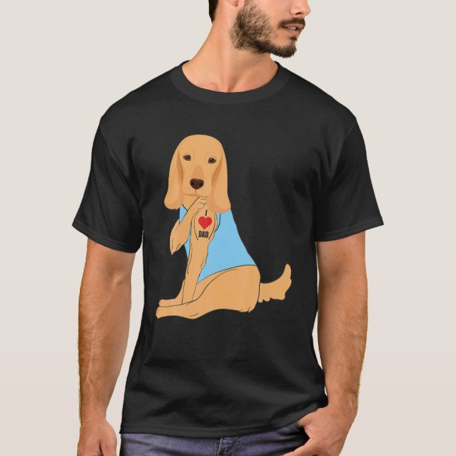 I Love Dad - Dog Heart Tattoo Cocker Spaniel T-Shirt (Front)
