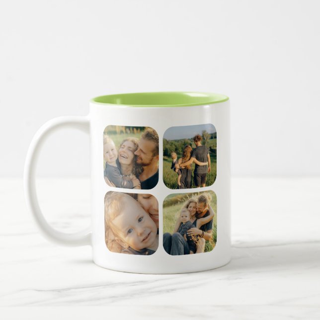 I Love Dad Family Photo Collage Father's Day Two-Tone Coffee Mug (Left)
