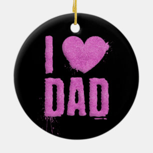 I Love Dad Pink Glitter Typography   Ornament