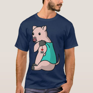 I Love Dad Tattoo Mini Pig Father Pet Premium T-Shirt