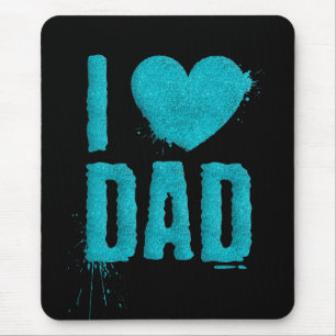 I Love Dad Teal Glitter Typography   Mouse Pad