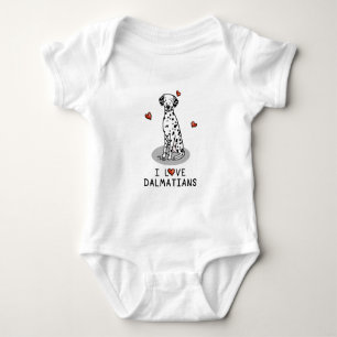 I Love Dalmatians (black 1) Hearts Cute Baby Bodysuit