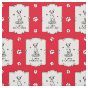 I Love Dalmatians (black 1) Hearts Cute Fabric