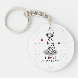 I Love Dalmatians (black 1) Hearts Cute Key Ring
