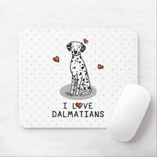 I Love Dalmatians (black 1) Hearts Cute Mouse Pad