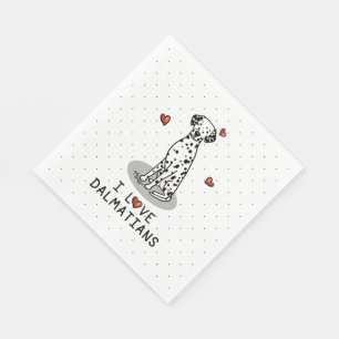 I Love Dalmatians (black 1) Hearts Cute Napkin