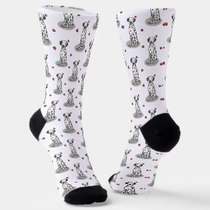 I Love Dalmatians (black 1) Hearts Cute Socks