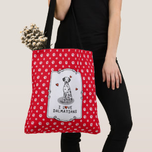 I Love Dalmatians (black 1) Hearts Cute Tote Bag
