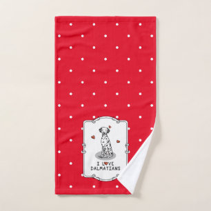 I Love Dalmatians (black 1) Hearts Fun Bath Towel Set