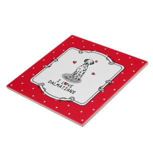 I Love Dalmatians (black 1) Hearts Fun Ceramic Tile