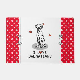 I Love Dalmatians (black 1) Hearts Fun Doormat