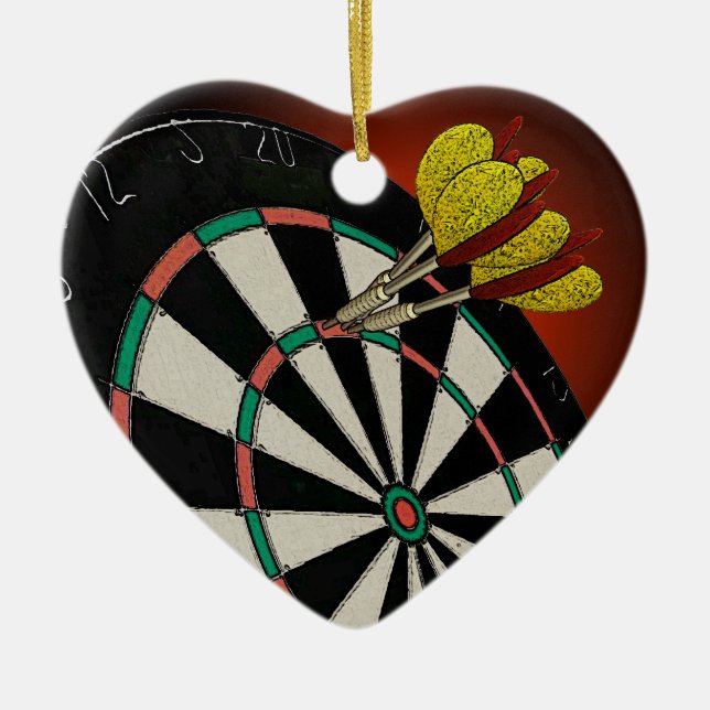 I Love Darts Ceramic Tree Decoration (Front)